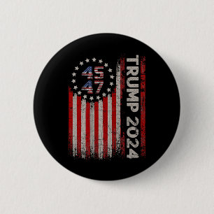 Badge Rond 5 Cm Drapeau américain Trump 2024