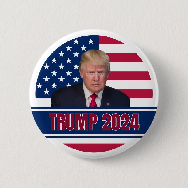 Badge Rond 5 Cm Drapeau américain Trump 2024 (Devant)