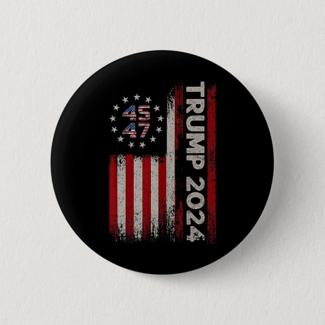 Badge Rond 5 Cm Drapeau américain Trump 2024 (Devant)