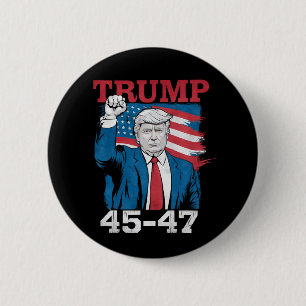 Badge Rond 5 Cm Drapeau américain Trump 45 47 Vintage Rétro USA