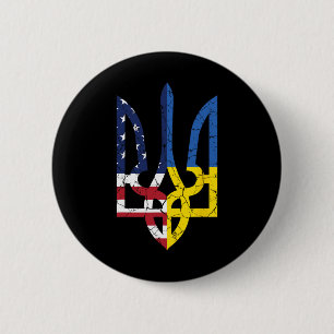 Badge Rond 5 Cm Drapeau américain ukrainien Symbole Amour Soutien