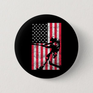 Badge Rond 5 Cm Drapeau américain Usa Baseball Rouge Blanc Bleu 4