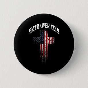 Badge Rond 5 Cm Drapeau américain Usa Croix chrétienne La foi sur