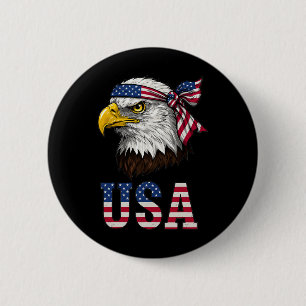 Badge Rond 5 Cm Drapeau américain Usa Hommes Femmes Enfants Aigle