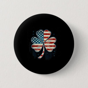 Badge Rond 5 Cm Drapeau américain Usa trèfle St Patricks Day