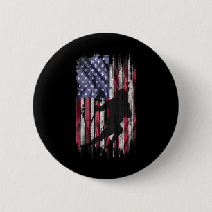Badge Rond 5 Cm Drapeau américain Usa Vintage Équipe de crosse Jou
