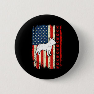 Badge Rond 5 Cm Drapeau américain vintage bouledogue français patr