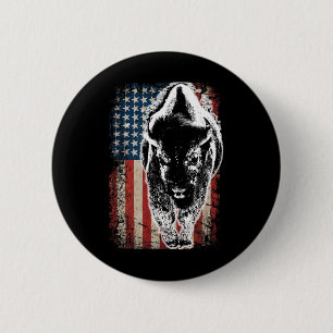 Badge Rond 5 Cm Drapeau américain vintage buffle Bison Cadeau patr
