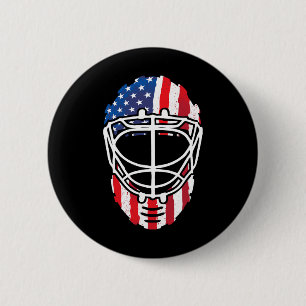 Badge Rond 5 Cm Drapeau américain Vintage Hockey Goalie Mask 4th O