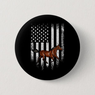 Badge Rond 5 Cm Drapeau américain vintage Horse Horseb
