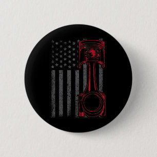 Badge Rond 5 Cm Drapeau américain vintage Piston Drôle Muscle Car