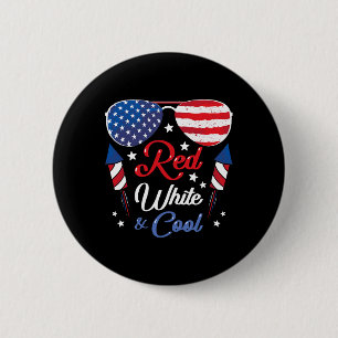 Badge Rond 5 Cm Drapeau Américain Vintage Rouge Blanc Et Cool Patr