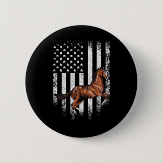 Badge Rond 5 Cm Drapeau américain vintage Thoroughbred Horse Horse
