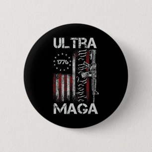 Badge Rond 5 Cm Drapeau américain vintage Ultra Gun Usa 4 juillet