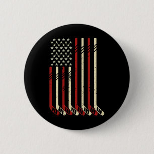 Badge Rond 5 Cm Drapeau Américain Vintage Usa Amateur De Hockey Su