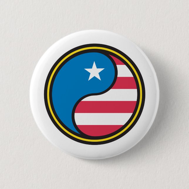 Badge Rond 5 Cm Drapeau américain Yin Yang (Devant)
