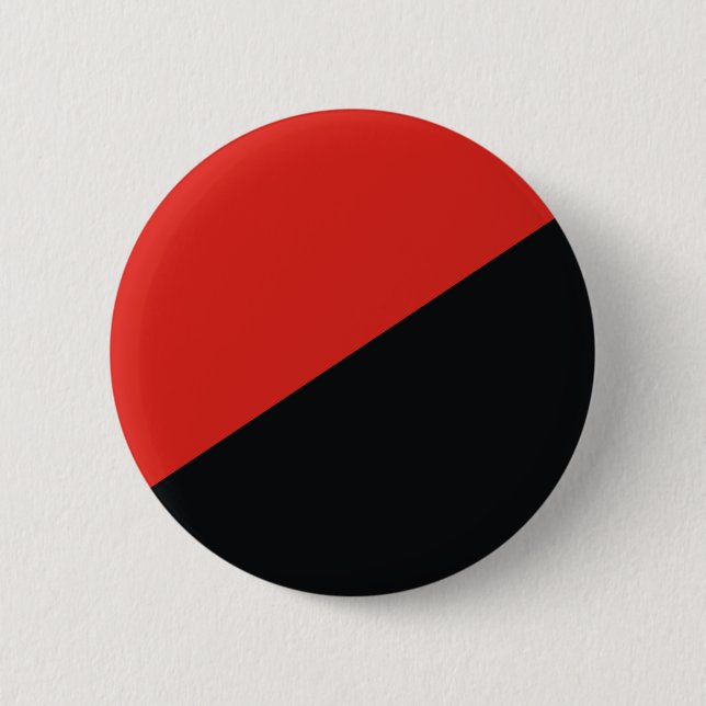 Badge Rond 5 Cm drapeau anarchique rouge noir (Devant)