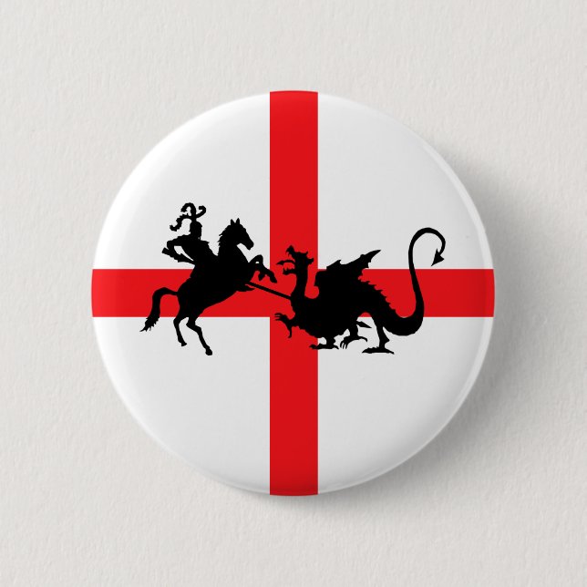 Badge Rond 5 Cm Drapeau anglais George et le dragon (Devant)