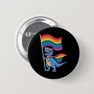 Badge Rond 5 Cm Drapeau arc-en-ciel LGBT Fierté gay dinosaure 