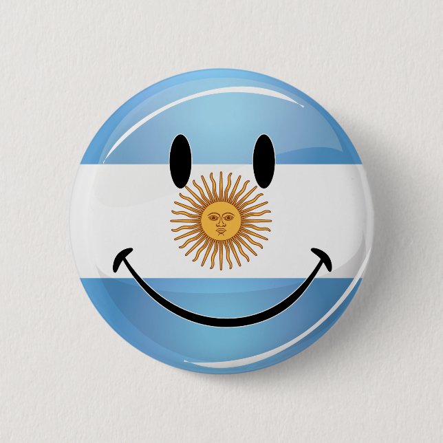 Badge Rond 5 Cm Drapeau argentin de sourire (Devant)