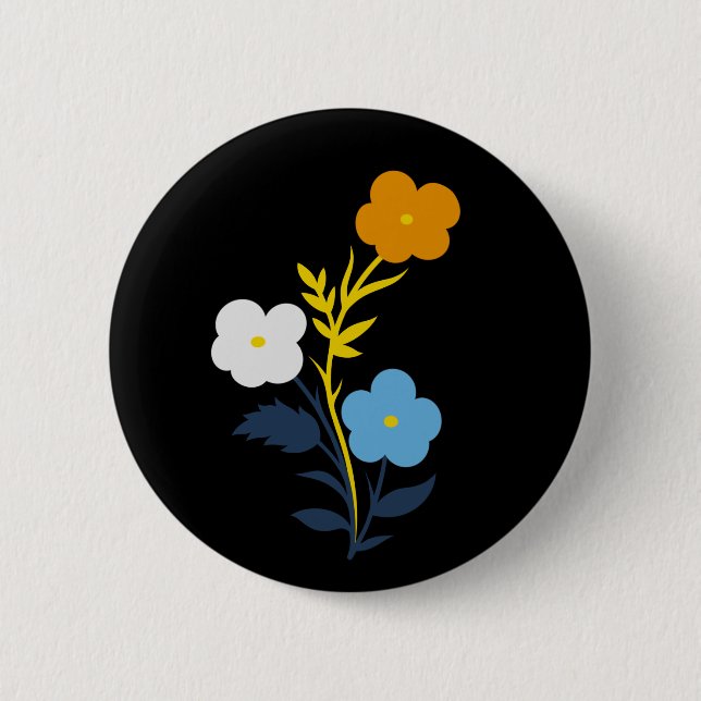 Badge Rond 5 Cm Drapeau Asexuel Aromantique subtil Fleurs (Devant)