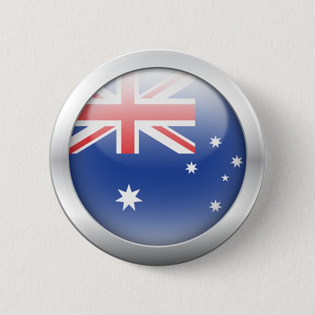Badge Rond 5 Cm Drapeau australien dans le globe (Devant)