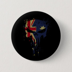 Badge Rond 5 Cm Drapeau australien noir