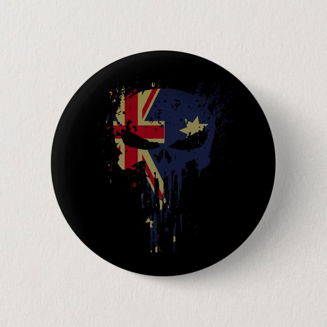 Badge Rond 5 Cm Drapeau australien noir (Devant)