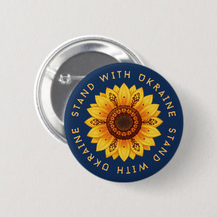 Badge Rond 5 Cm Drapeau aux motifs ornementaux ukrainiens de tourn
