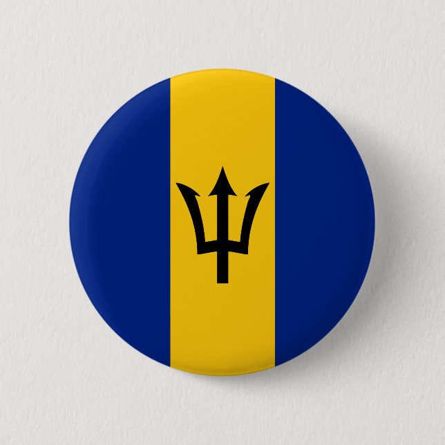 Badge Rond 5 Cm Drapeau Barbade (Devant)