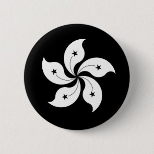 Badge Rond 5 Cm Drapeau Bauhinia noir