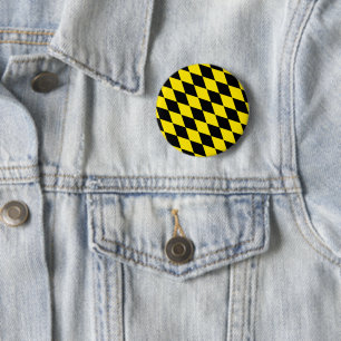 Badge Rond 5 Cm Drapeau bavarois diamant noir et jaune