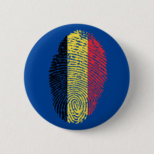 Badge Rond 5 Cm Drapeau belge d'empreinte digitale de contact