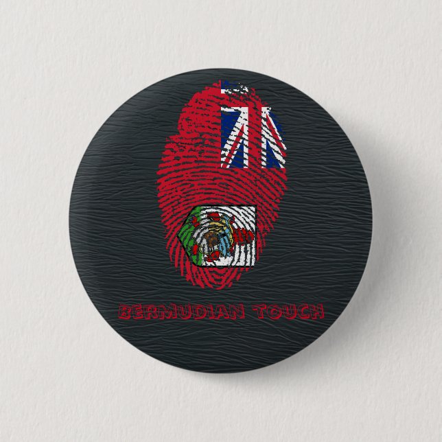Badge Rond 5 Cm Drapeau bermudien d'empreinte digitale de contact (Devant)