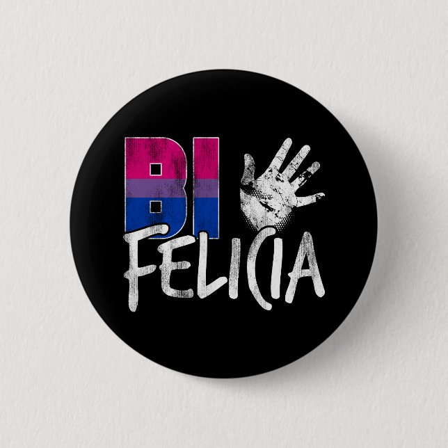 Badge Rond 5 Cm Drapeau bisexuel drôle de fierté de Felicia de Bi (Devant)