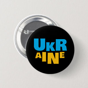 Badge Rond 5 Cm Drapeau bleu jaune tournesol Stand with Ukraine