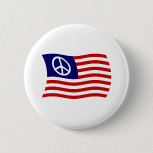 Badge Rond 5 Cm Drapeau bouton signe de paix américain