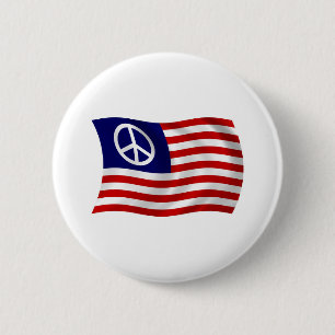 Badge Rond 5 Cm Drapeau bouton signe de paix américain