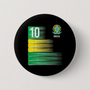 Badge Rond 5 Cm Drapeau Brésil Numéro 10 Brésil Football Hommes Fe