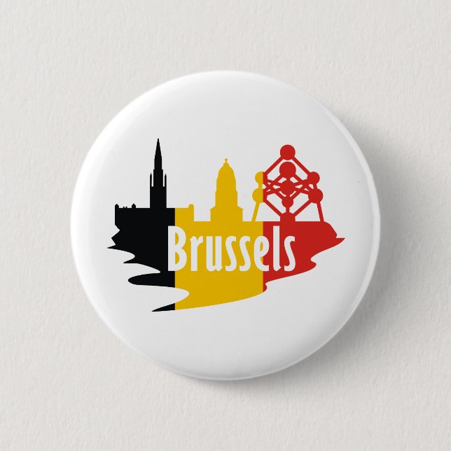 Badge Rond 5 Cm Drapeau Bruxelles (Devant)