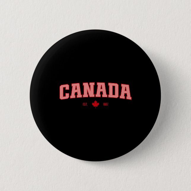 Badge Rond 5 Cm Drapeau Canada Amour Rétro Fête du Canada Feuille  (Devant)