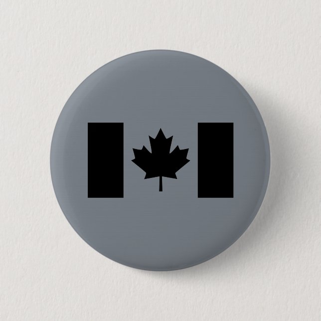 Badge Rond 5 Cm Drapeau canadien en noir (Devant)