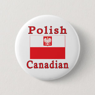 Badge Rond 5 Cm Drapeau canadien polonais