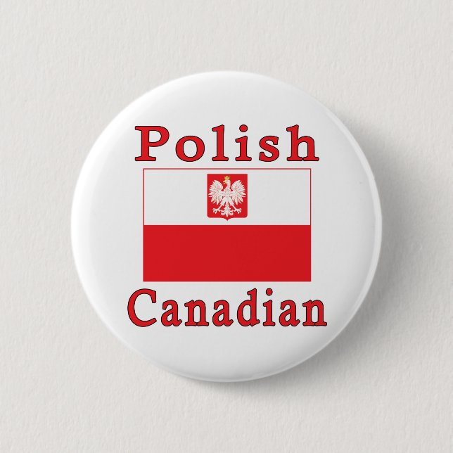Badge Rond 5 Cm Drapeau canadien polonais (Devant)