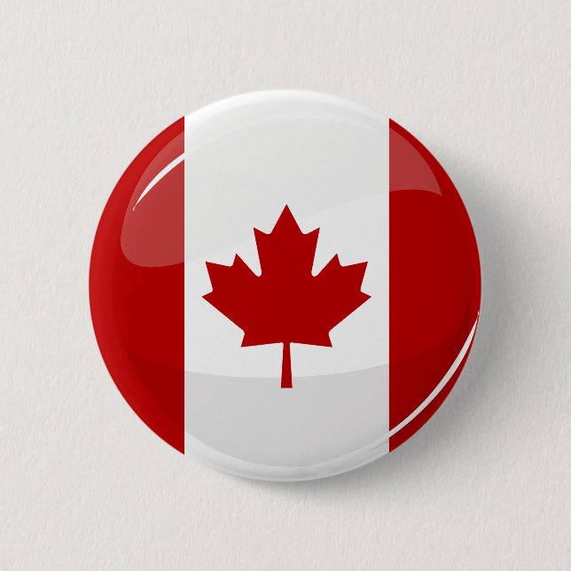 Badge Rond 5 Cm Drapeau canadien rond brillant (Devant)