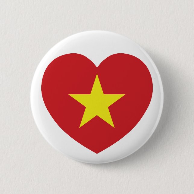 Badge Rond 5 Cm Drapeau cardiaque du Vietnam (Devant)