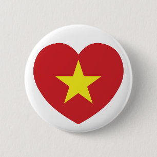 Badge Rond 5 Cm Drapeau cardiaque du Vietnam