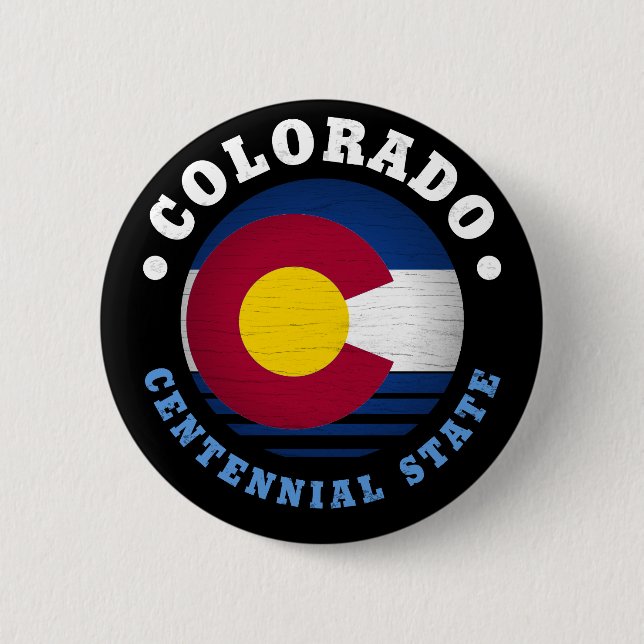 BADGE ROND 5 CM DRAPEAU CENTENAIRE D'ÉTAT DE COLORADO (Devant)