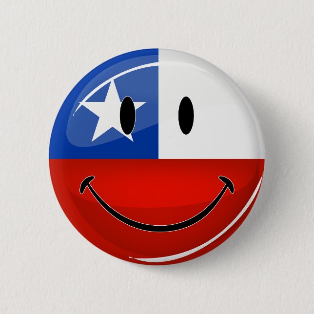 Badge Rond 5 Cm Drapeau chilien de sourire de rond brillant (Devant)