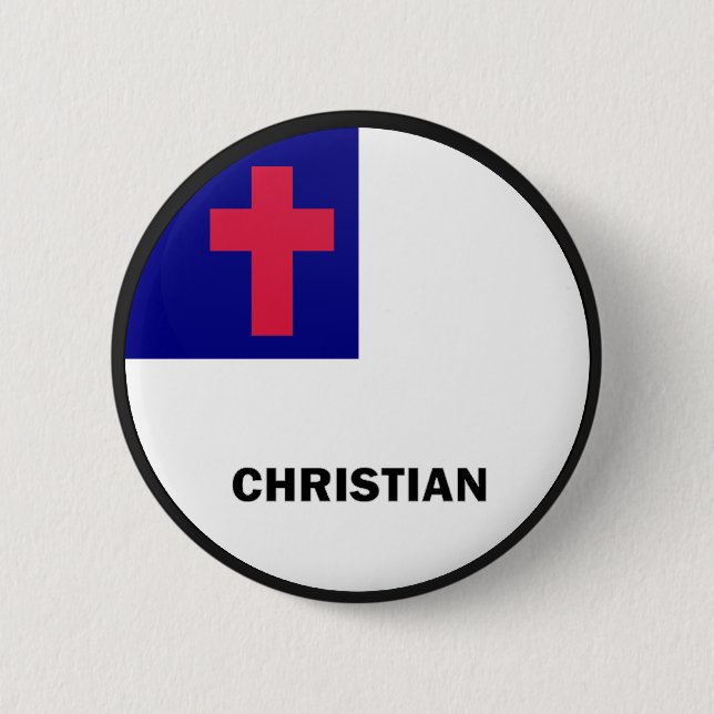 Badge Rond 5 Cm Drapeau chrétien de qualité de rondeau (Devant)